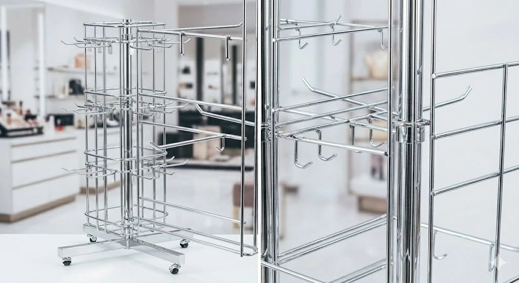 reflective-chrome-plated-wire-display-rack reflective-chrome-plated-wire-display-rack